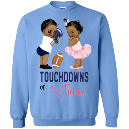 Ethnic Touchdowns Or Tutus Gender Reveal Party Football Lover T-shirt Carolina Blue