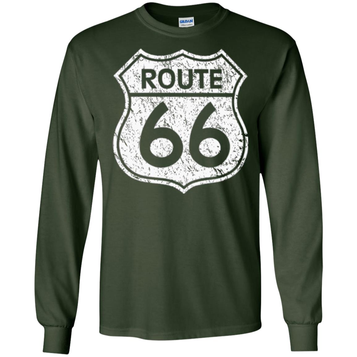Historical Route 66 Distressed Vintage Look T-shirt Forest Green