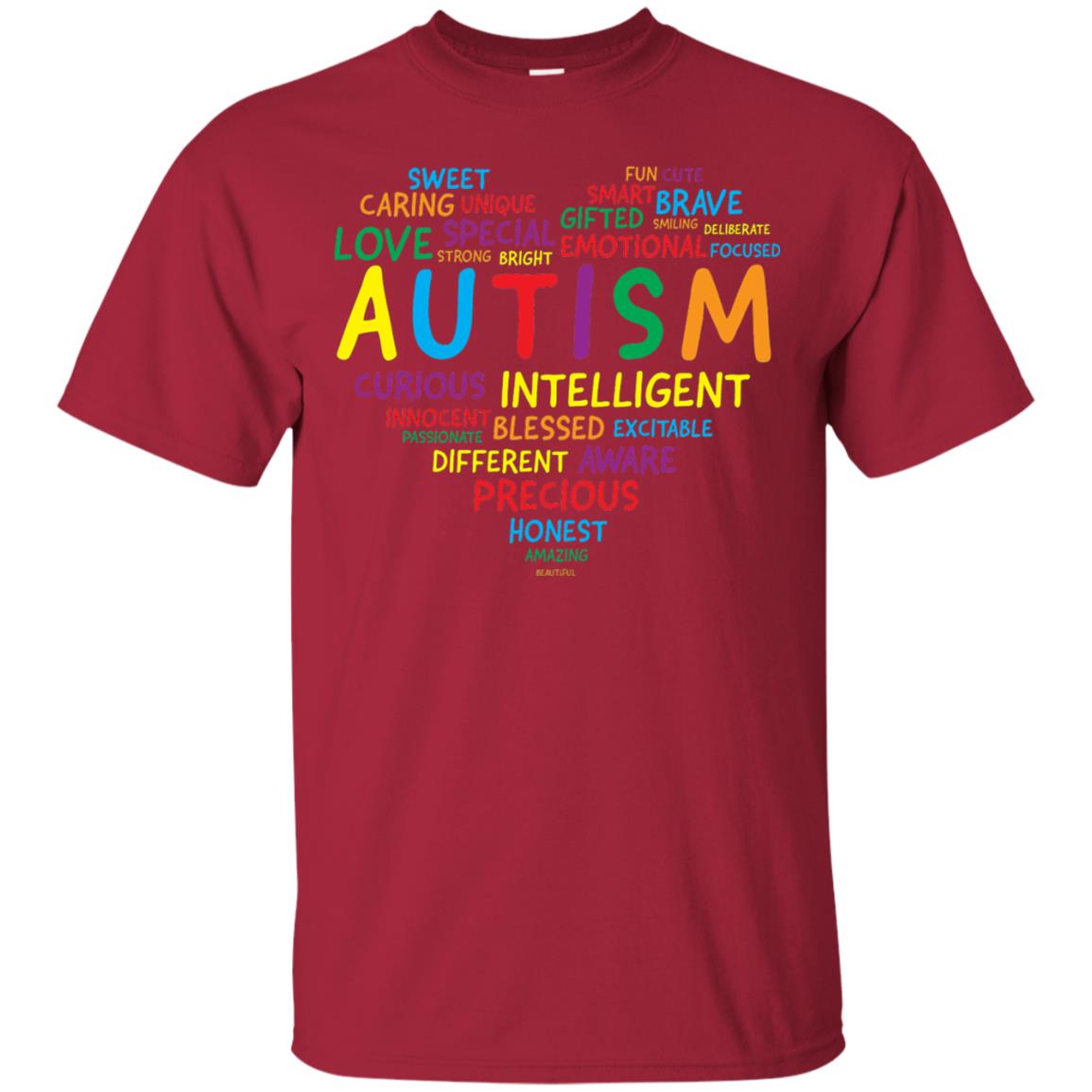 Autism Heart Autism Awareness T-shirt Cardinal