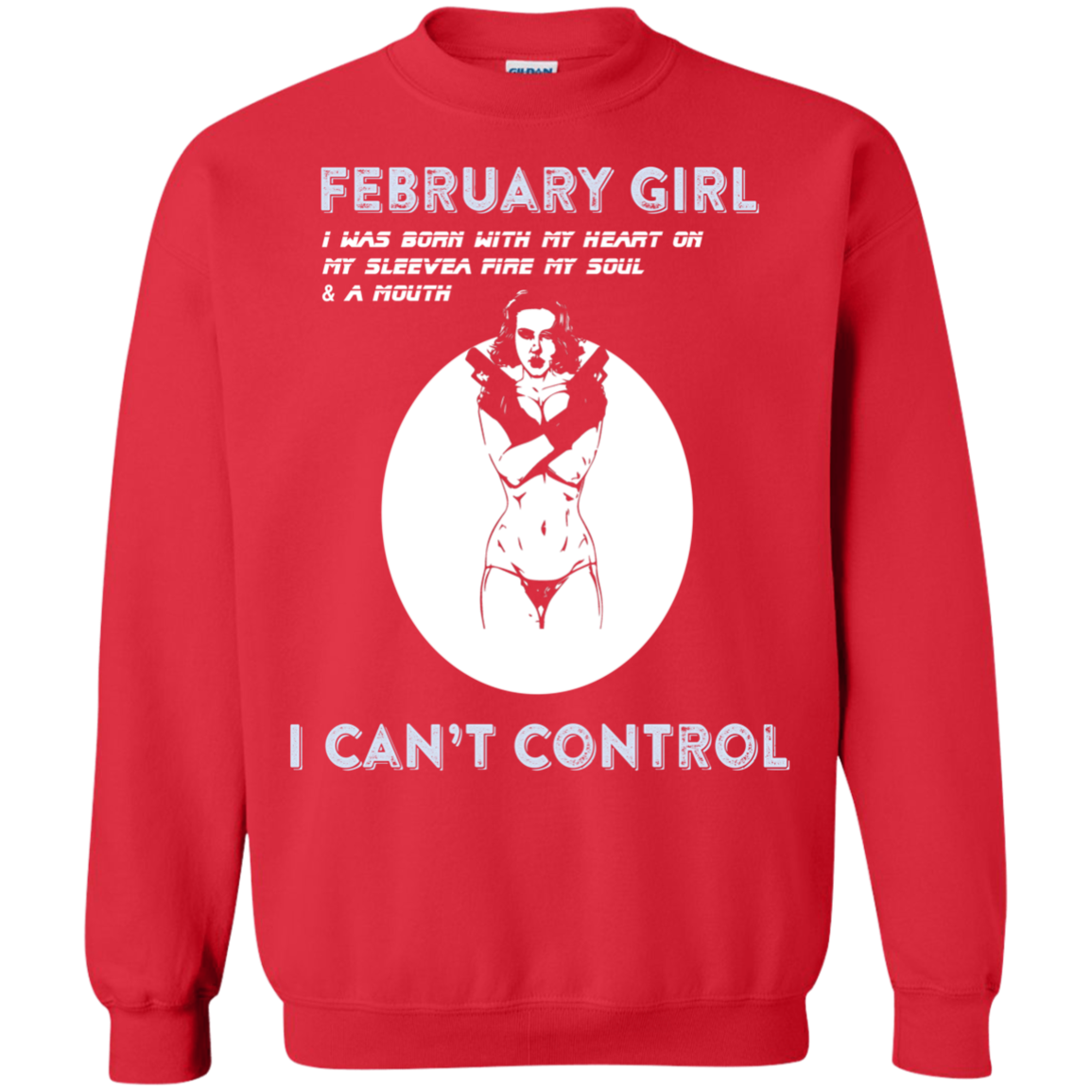 February Girl I Was Born With My Heart T-shirt Red
