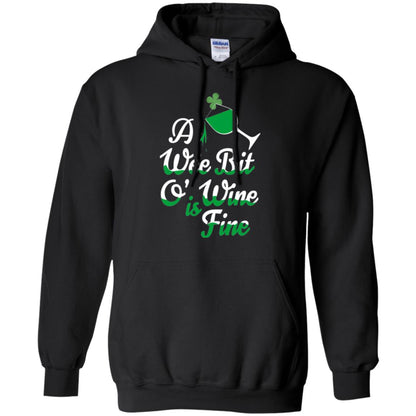 A Wee Bit O_ Wine Is Fine St. Patrick_s Day T-shirt Black