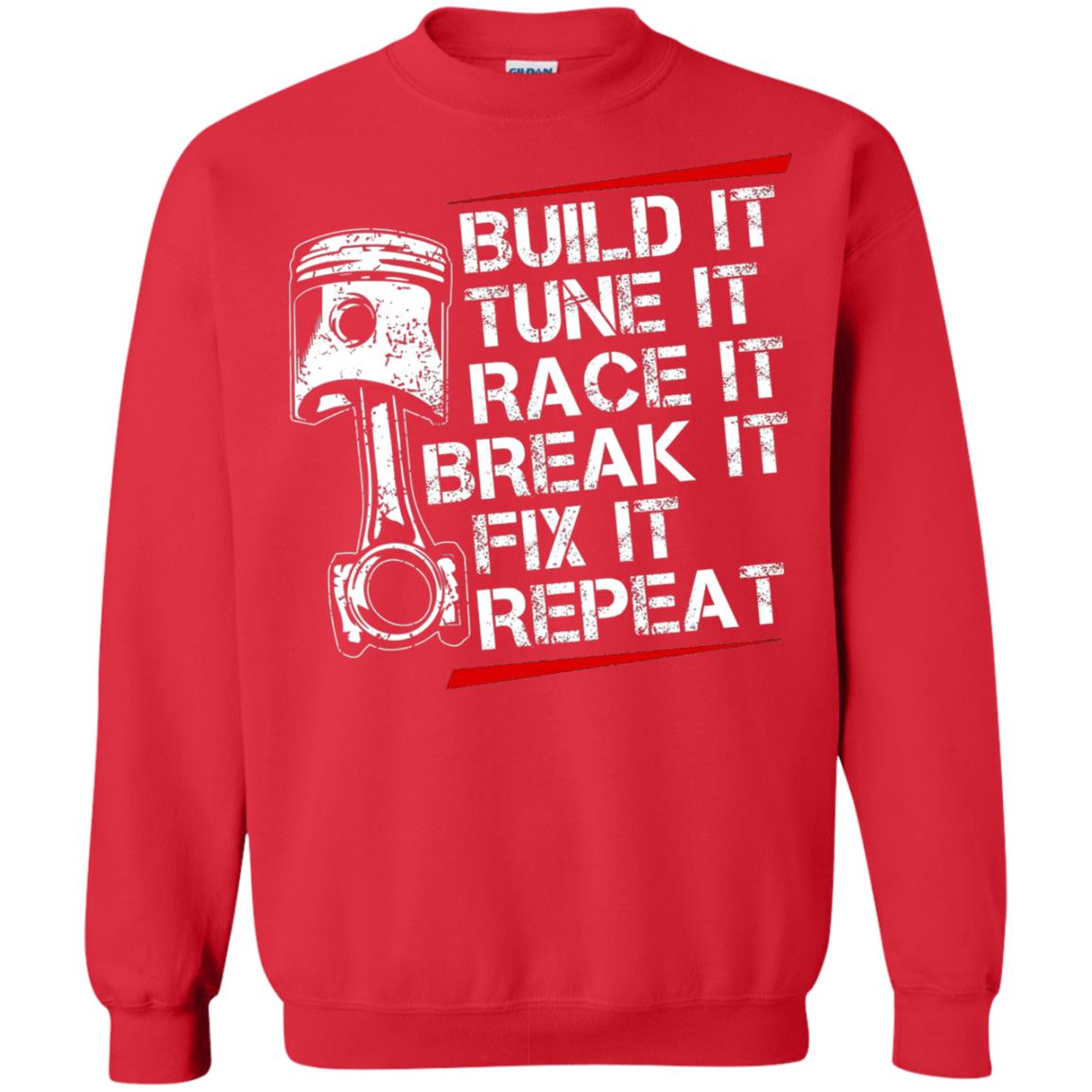 Build It Tune It Race It Break It Fix It Repeat Racecar Steps T-shirt Red