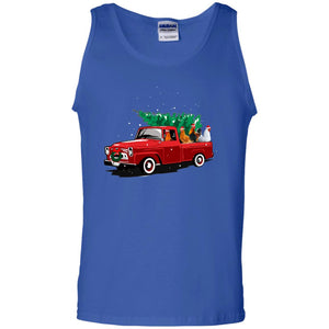 Chickens On Car Merry Christmas Gift Shirt For Mens WomensG220 Gildan 100% Cotton Tank Top