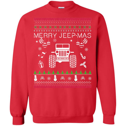 Christmas T-shirt Mery Jeep-mas Jeep Ugly Red