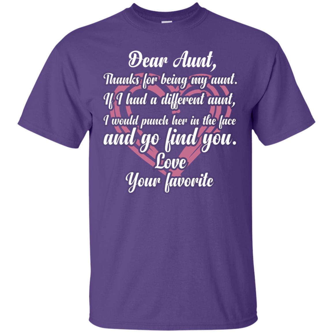Dear Aunt Thank For Being My Aunt Family T-shirt Purple