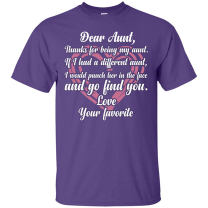 Dear Aunt Thank For Being My Aunt Family T-shirt Purple