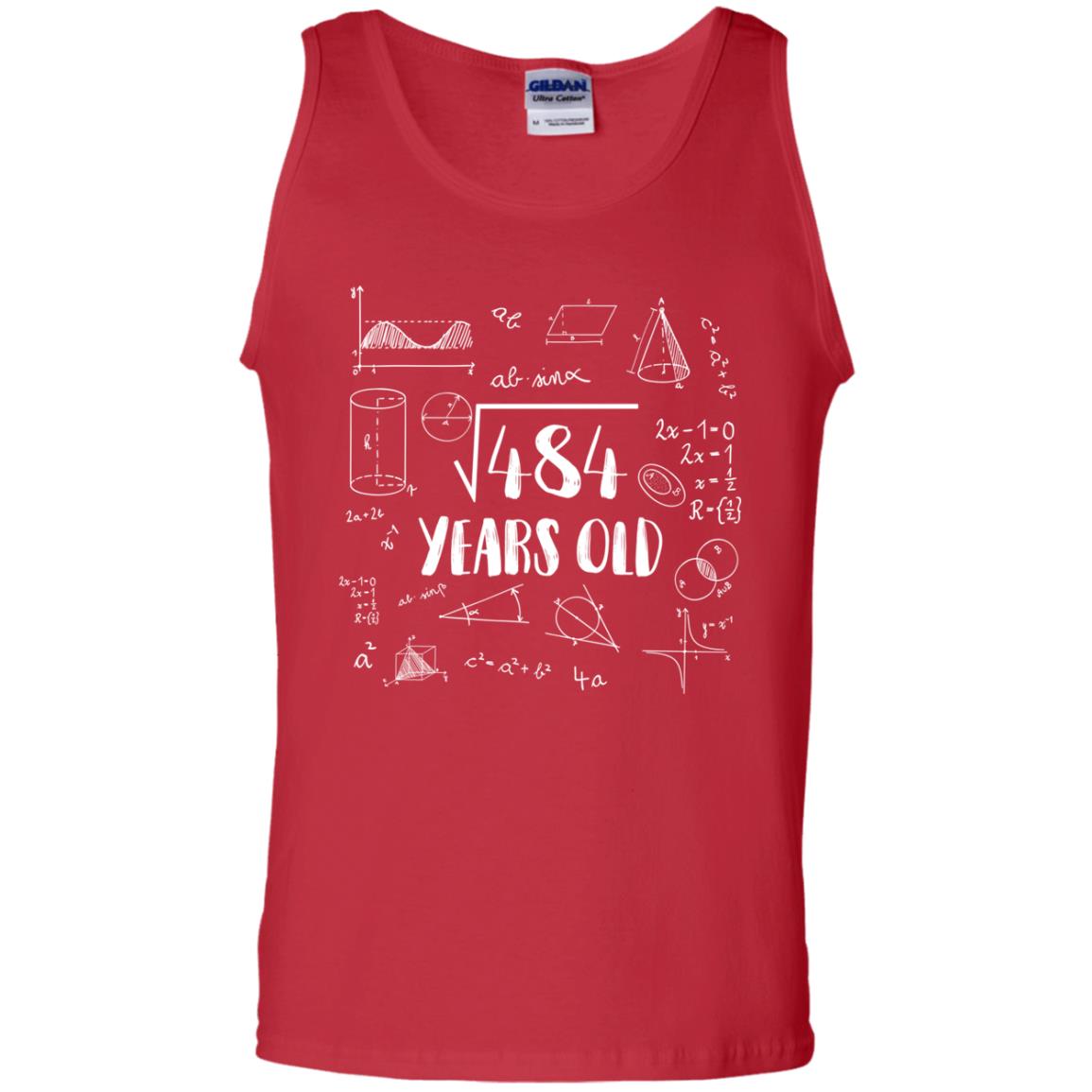 Square Root Of 484 22nd Birthday 22 Years Old Math T-shirt Red