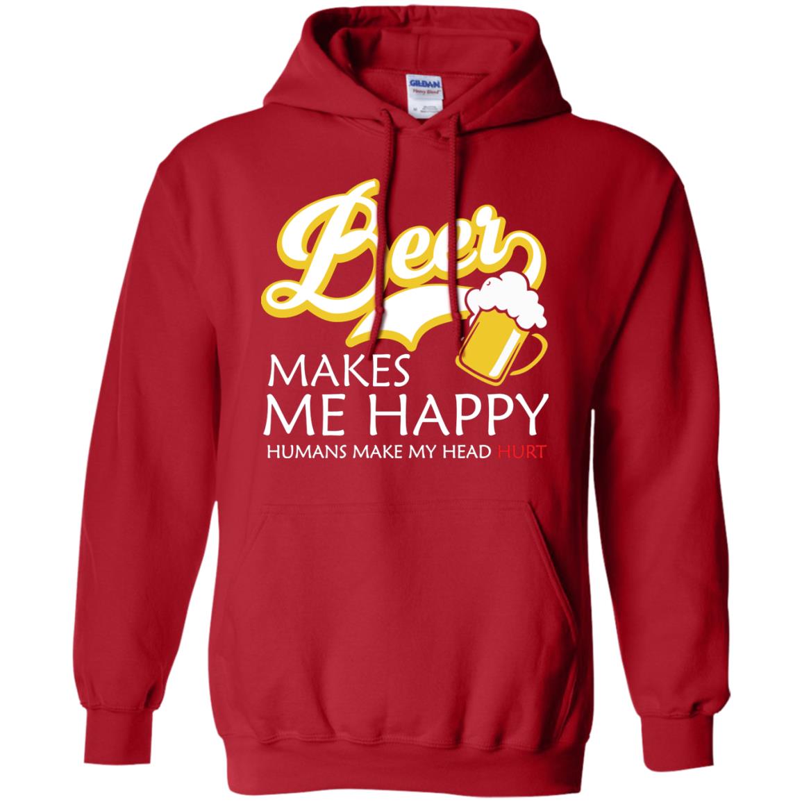 Beer Makes Me Happy Beer Lover T-shirt Red