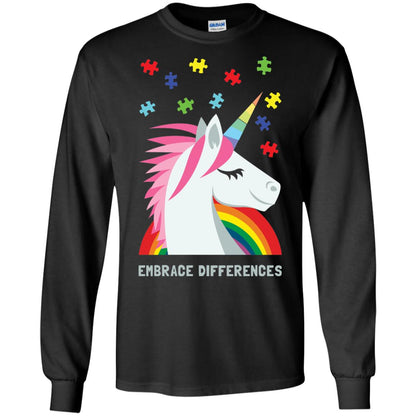 Autism Awareness Shirt Unicorn Puzzle Embrace Differences Black