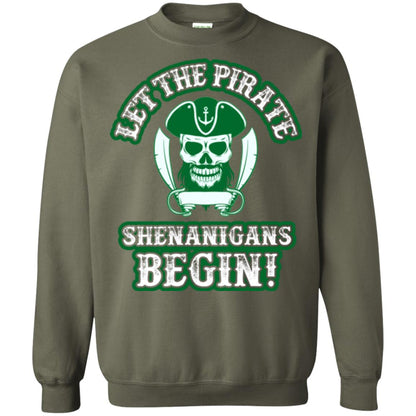 Saint Patrick's Day T-shirt Let The Pirate Shenanigans Begin Military Green