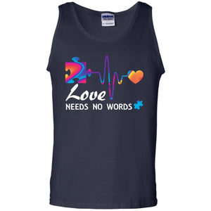 Love Needs No Words Puzzle Heartbeat Gift Shirt For Autism Awareness