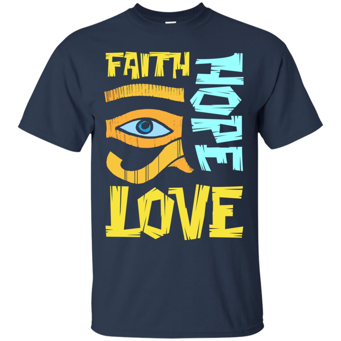 Faith Hope Love Christian T-shirt Navy