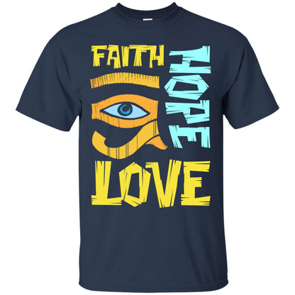 Faith Hope Love Christian T-shirt Navy