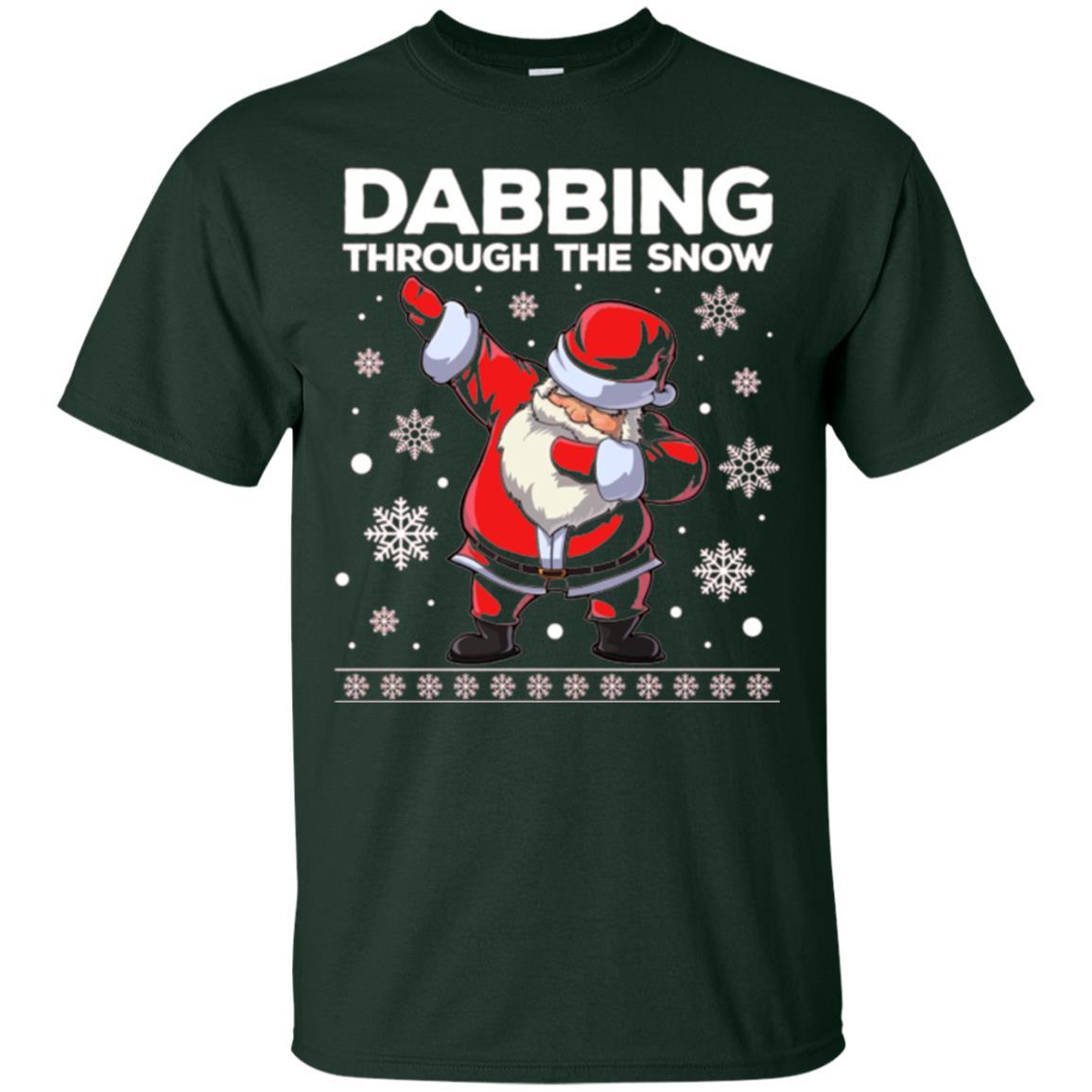 Christmas T-shirt Dabbing Through The Snow T-shirt Forest Green