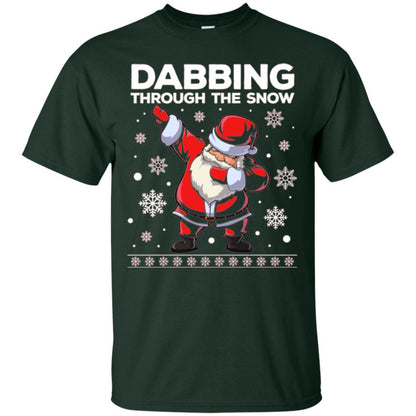 Christmas T-shirt Dabbing Through The Snow T-shirt Forest Green