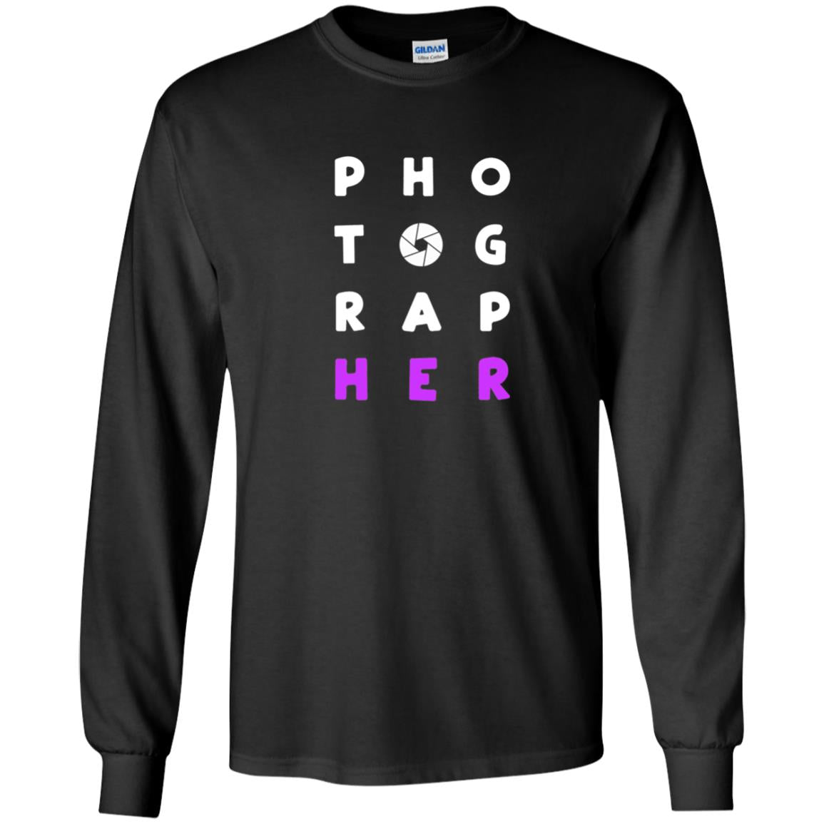 Photographer T-shirt With Purple Text Pho Tog Rap Her