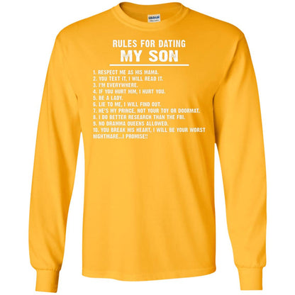 Rules For Dating My Son Daddy Shirt Gold