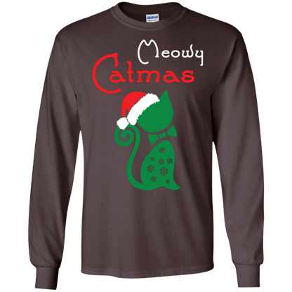 Cat Christmas T-Shirt Meowy Catmas Dark Chocolate