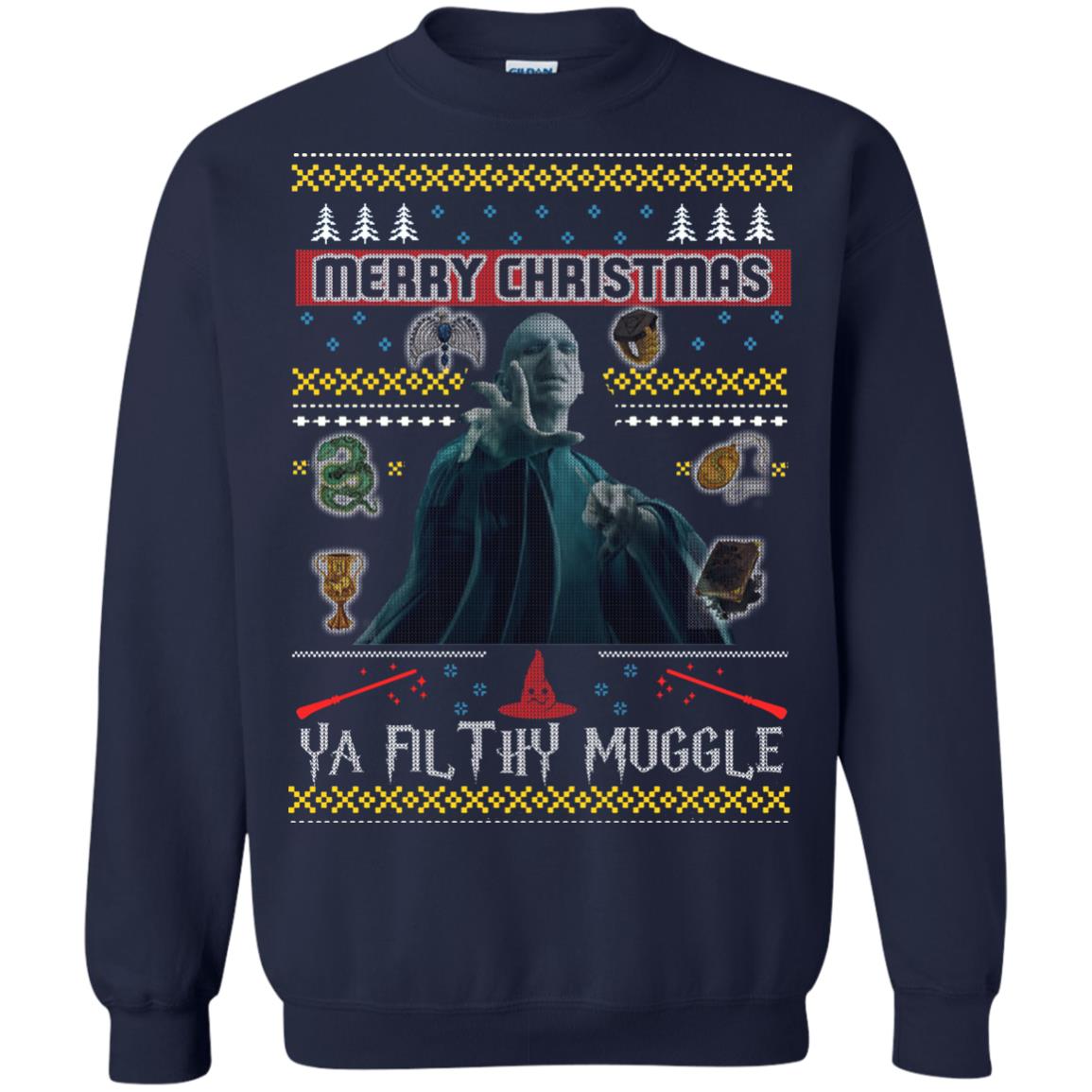 Merry Christmas Ya Filthy Muggle Harry Potter Fan T-shirt Navy
