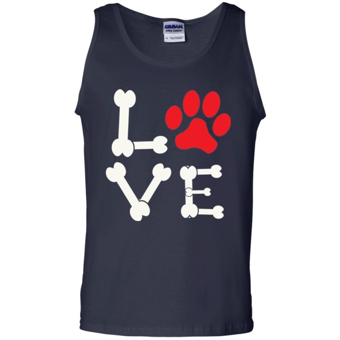 Dog Lover T-shirt Love My Dog Red Pawprint Navy