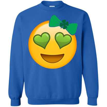 Emoji Green Heart Eyes Bow Saint Patricks Day Shirt For Girls Royal