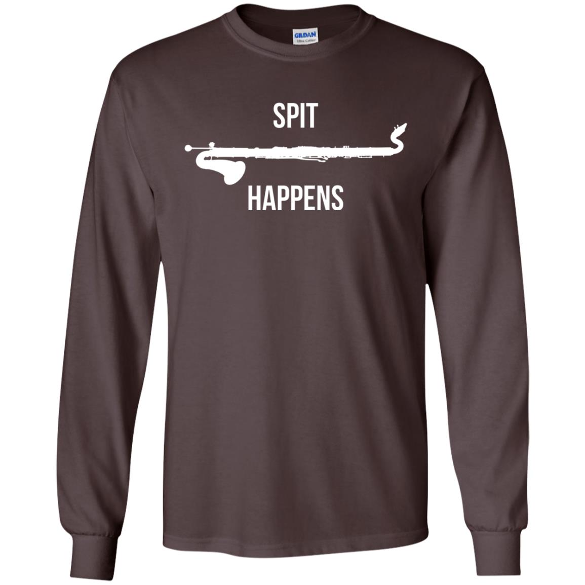 Funny Bass Clarinet T-shirt Spit Happens Dark Chocolate