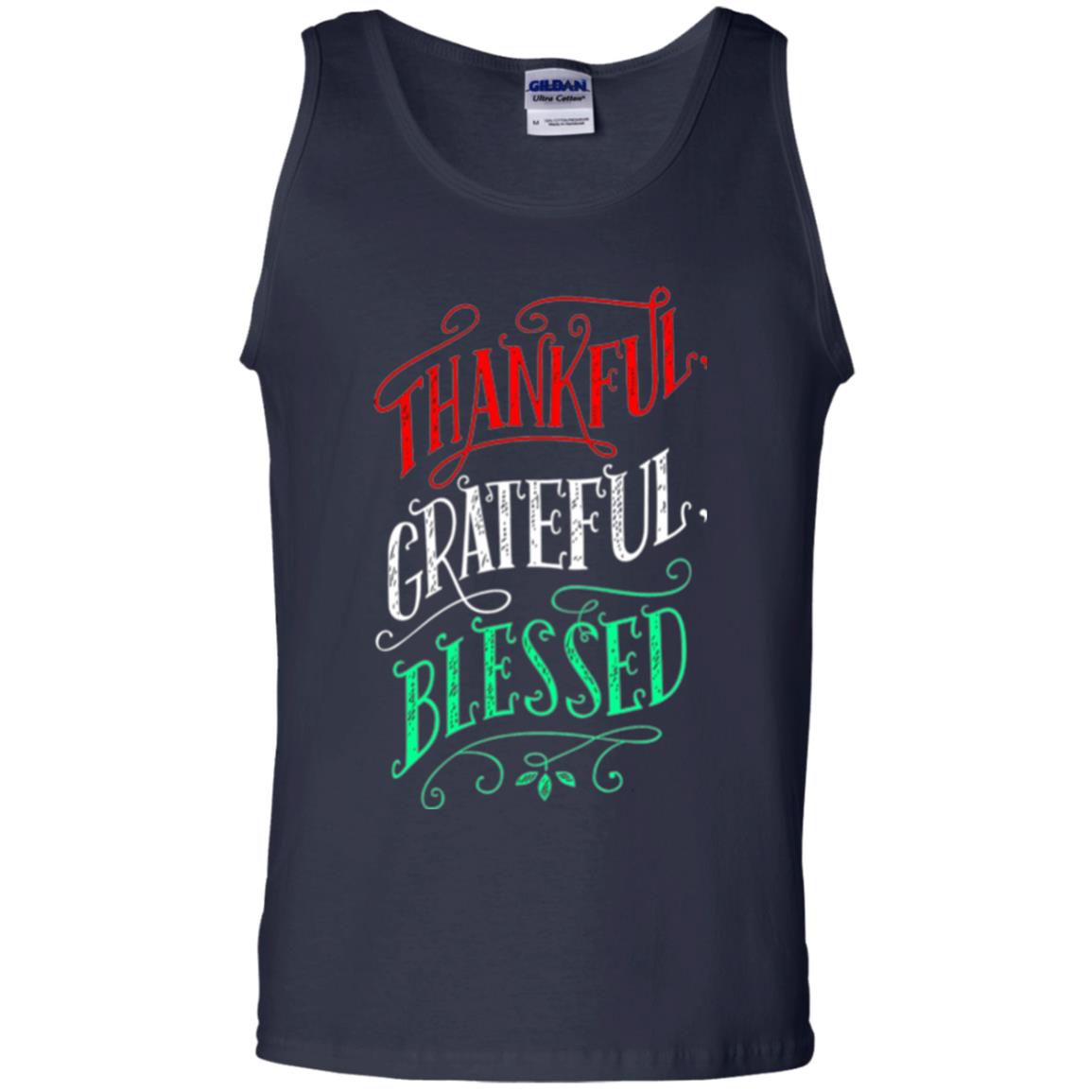 New Year T-shirt Grateful Thankful Blessed Navy