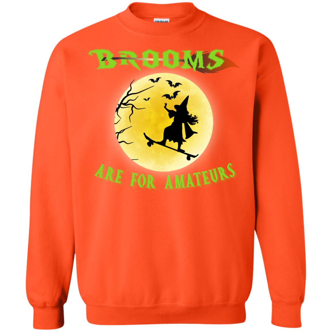 Brooms Are For Amateurs Witches Ride Skateboard Funny Halloween Shirt Orange