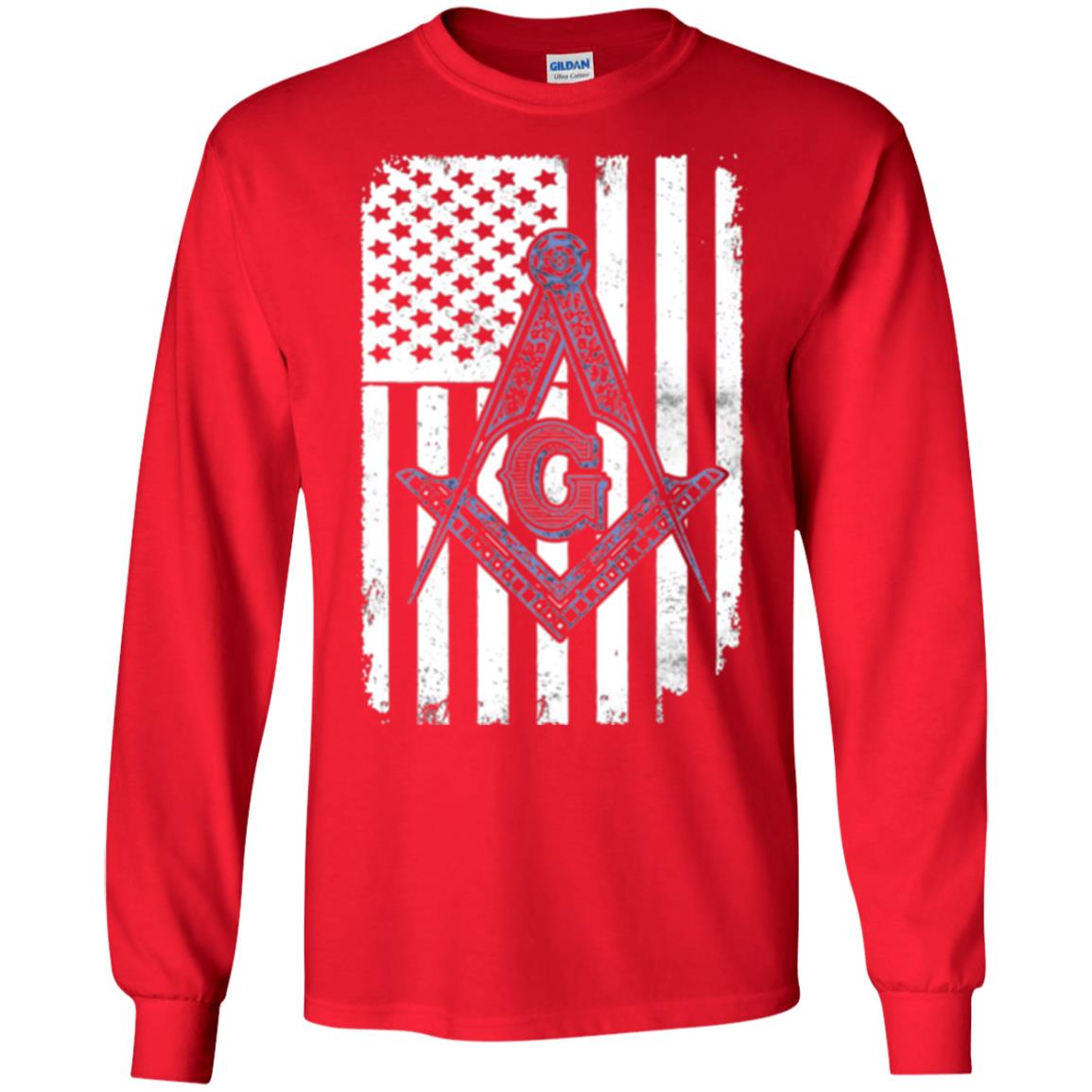 Freemason Usa Flag Logo Freemasonry America T-shirt Red