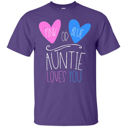 Gender Reveal Shirt Pink Or Blue Auntie Loves You Purple