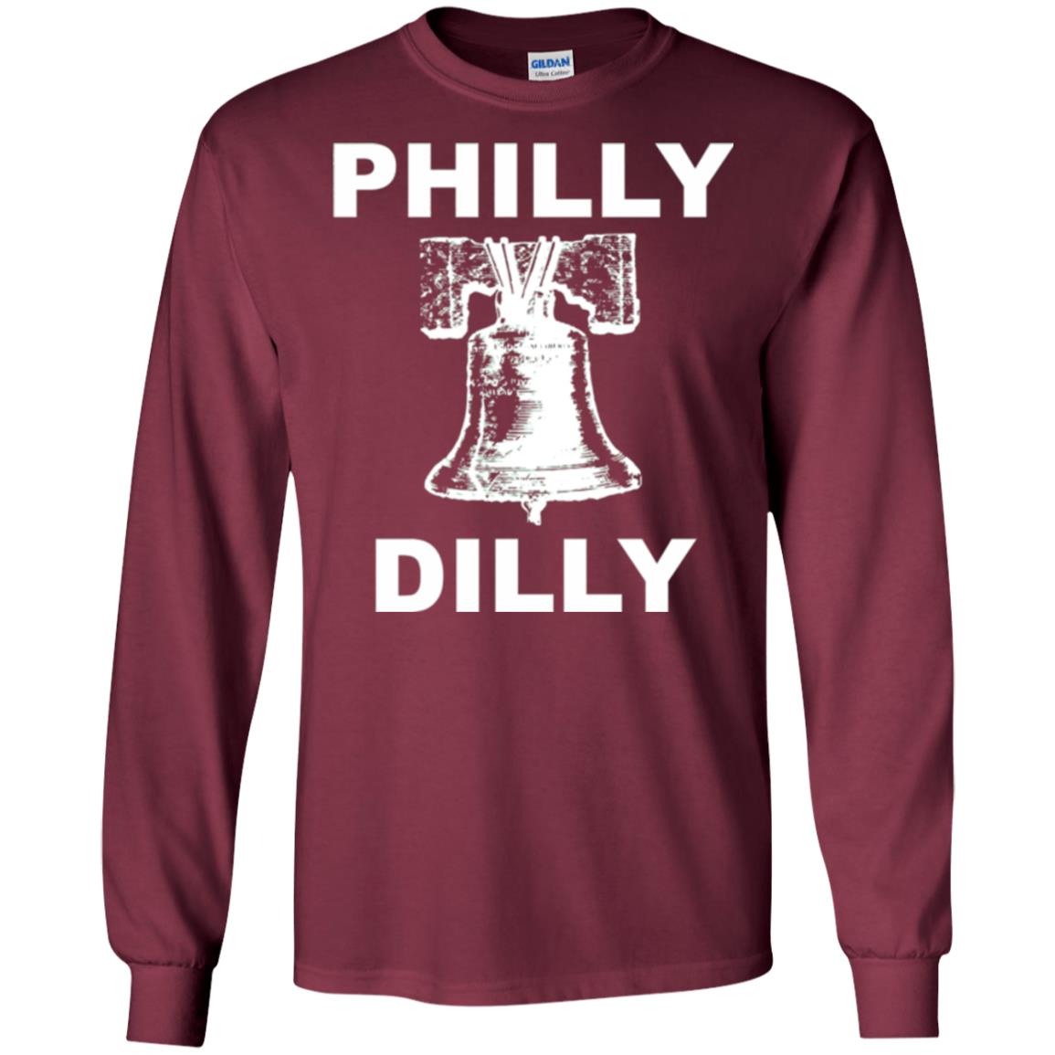 Football T-shirt Philly Dilly With Liberty Bell And Crack Philadelphia Maroon