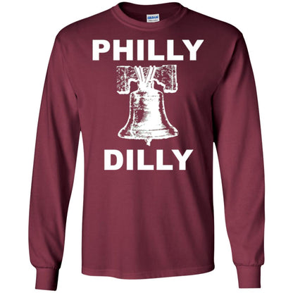 Football T-shirt Philly Dilly With Liberty Bell And Crack Philadelphia Maroon