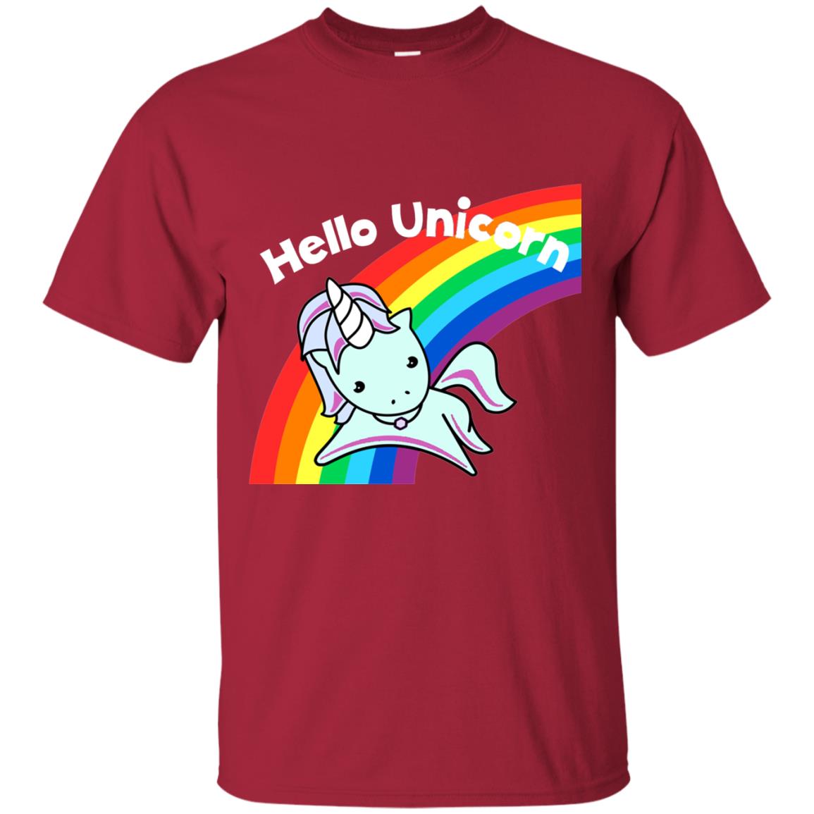 Pink Hello Unicorn Rainbow Unicorn Lover T-shirt Cardinal