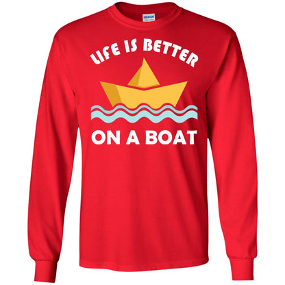 Life Is Better On Boat Boating And Sailing T-shirt Red