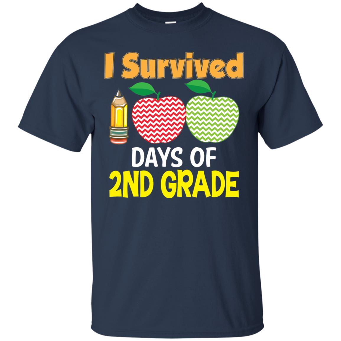 Kindergarten T-shirt I Survived 100 Days Of 2nd Navy