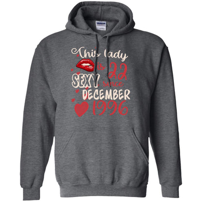 This Lady Is 22 Sexy Since December 1996 22nd Birthday Shirt For December Womens Dark Heather