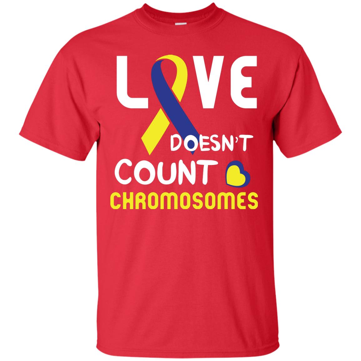 Love Doesn’t Count Chromosomes Down Syndrome Awareness T-shirt Red