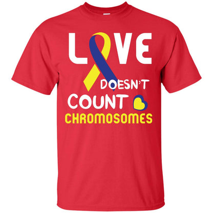 Love Doesn’t Count Chromosomes Down Syndrome Awareness T-shirt Red