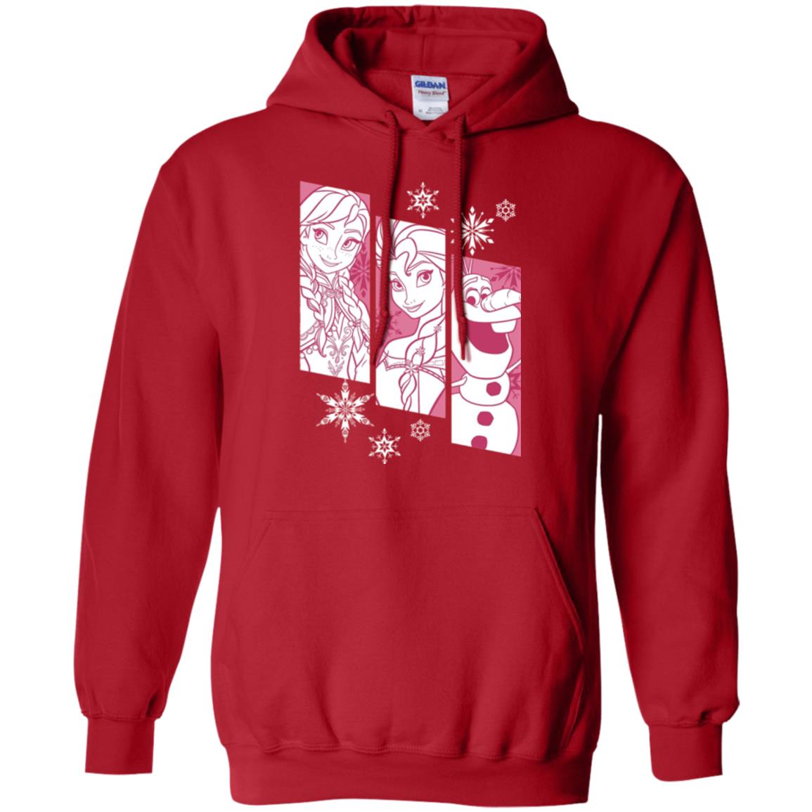 Frozen Anna Elsa Olaf Snowflake Panel Graphic T-shirt Red