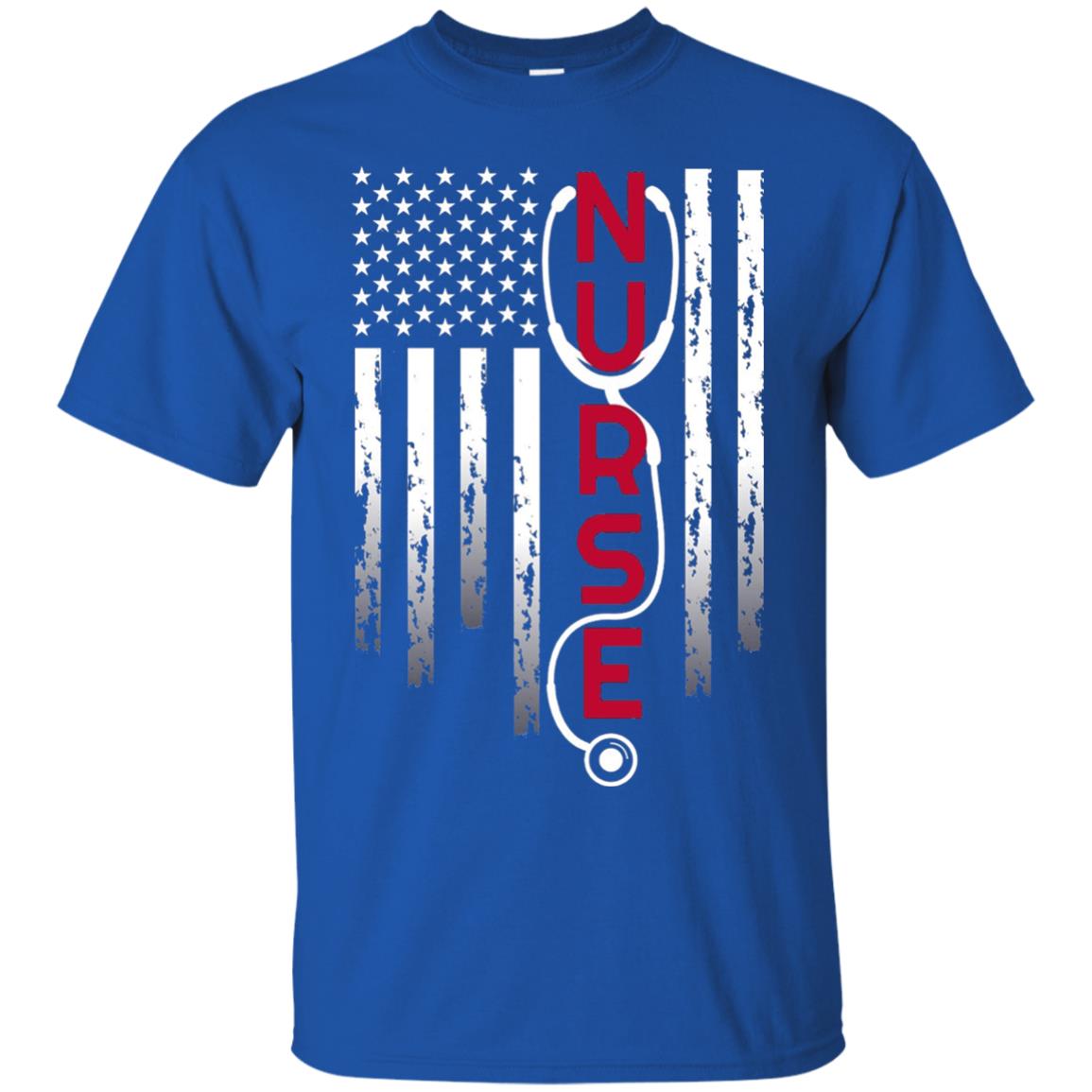 Patriotic Nurse With Flag T-shirt Stethoscope For Rn Lpn Royal