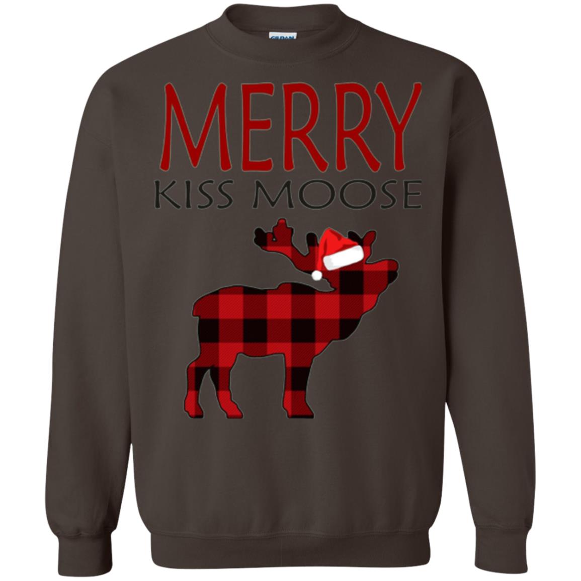 Christmas T-shirt Merry Kiss Moose Dark Chocolate
