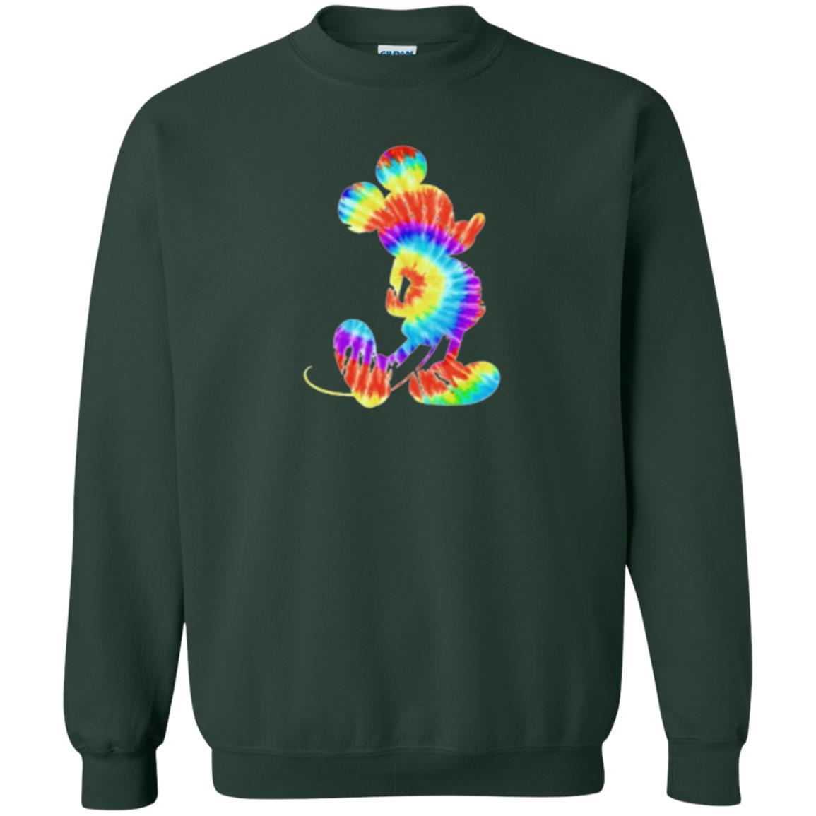 Cartoon T-shirt Tie-dye Mickey Mouse T-shirt Forest Green