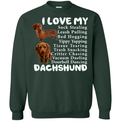 Dachshund T-shirt Sock Stealing Bed Hogging Forest Green