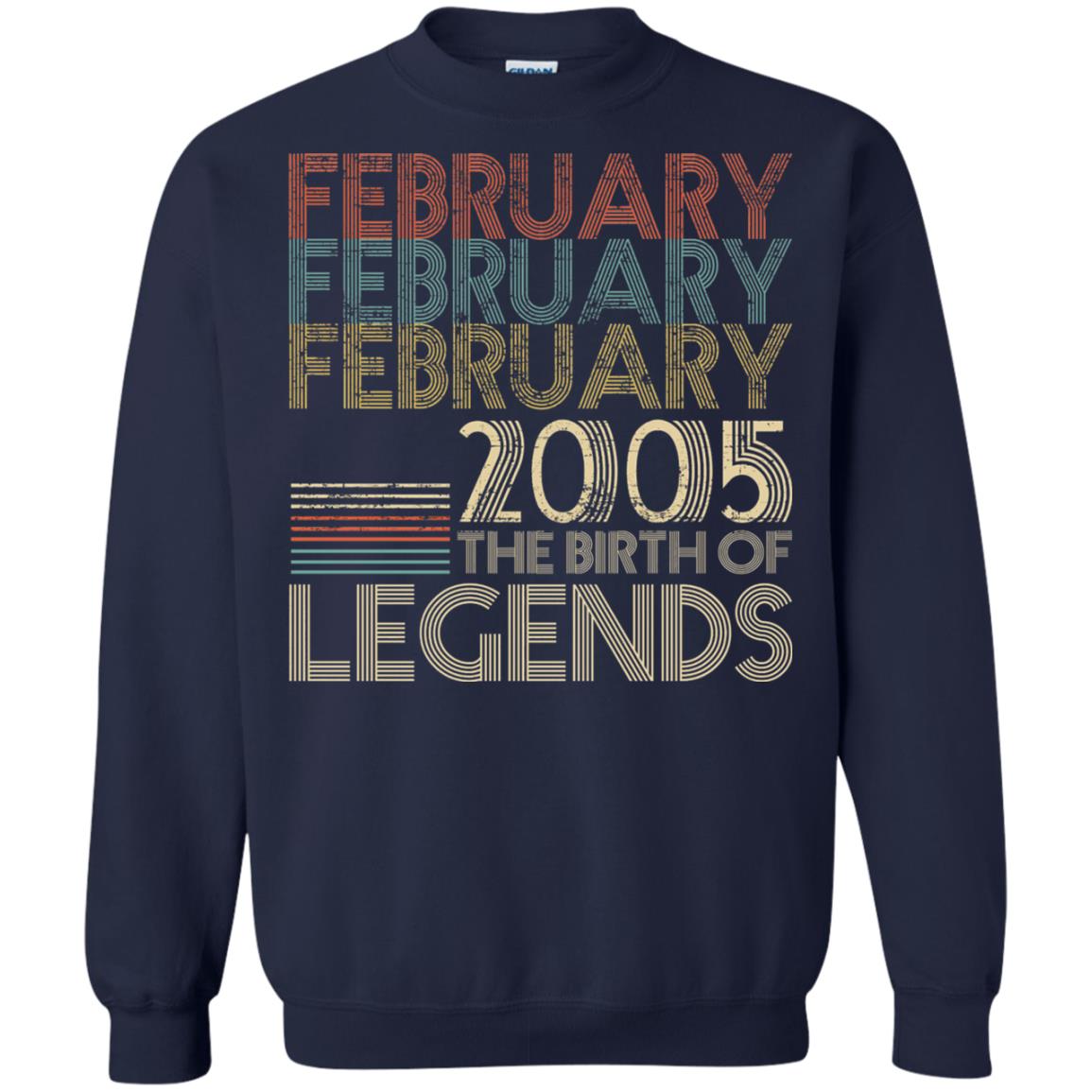 February Retro Classic Vintage 2005 The Birth Of Legends 13th Birthday T-shirt Navy
