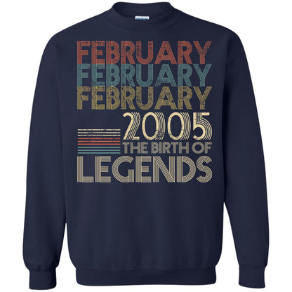 February Retro Classic Vintage 2005 The Birth Of Legends 13th Birthday T-shirt Navy