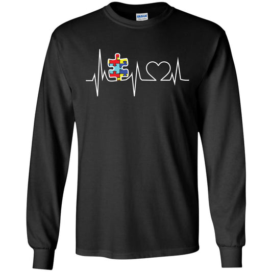 Autism Puzzle Heartbeat Autism Awareness Shirt Black