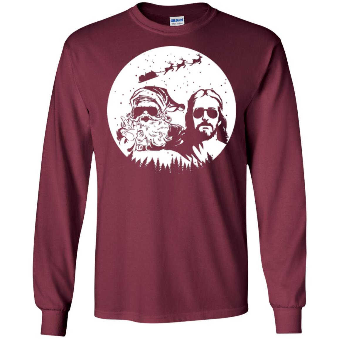 Christmas T-shirt Jesus And Santa Claus Maroon