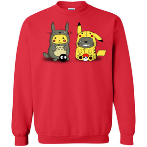 Pikachu Cosplay Totoro And Totoro Cosplay Pikachu T-shirtG180 Gildan Crewneck Pullover Sweatshirt 8 oz.