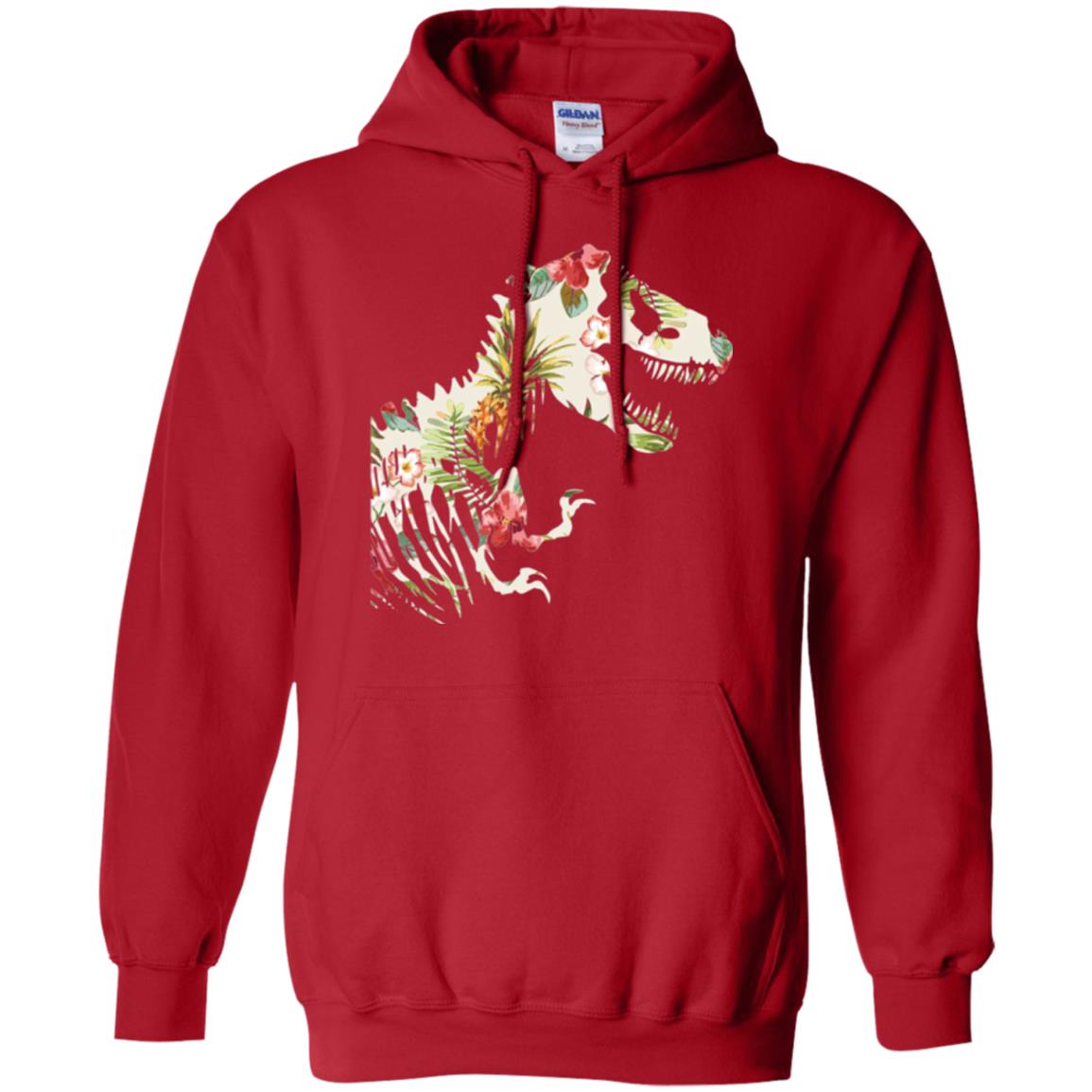 Dinosaur T-shirt Floral Tropical Hawaiian Pattern T Rex Red