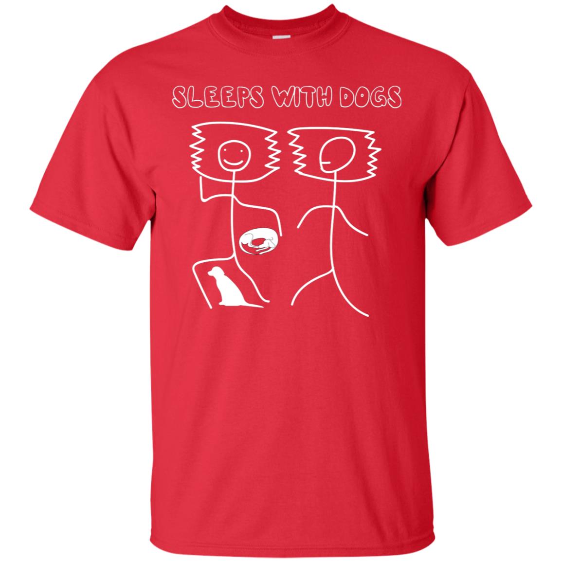 Sleep With Dogs Funny Dog Owner Shirt Red